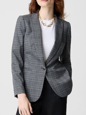 NWT J. Crew Women's One-Button Blazer in Grey Plaid Size 10